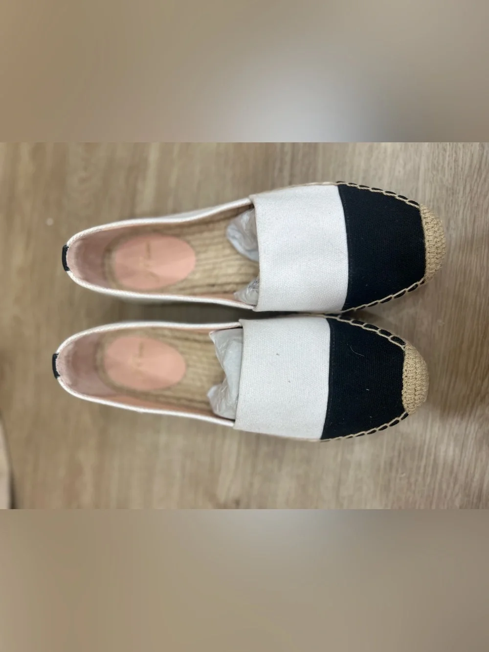 J. Crew NEW Espadrille Canvas slip on flats with Toe Cap Sz 6 COASTAL Classic - Picture 4 of 5